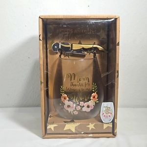 Macy's floral "Mom thanks for listening to me wine" 30oz stemless wine glass